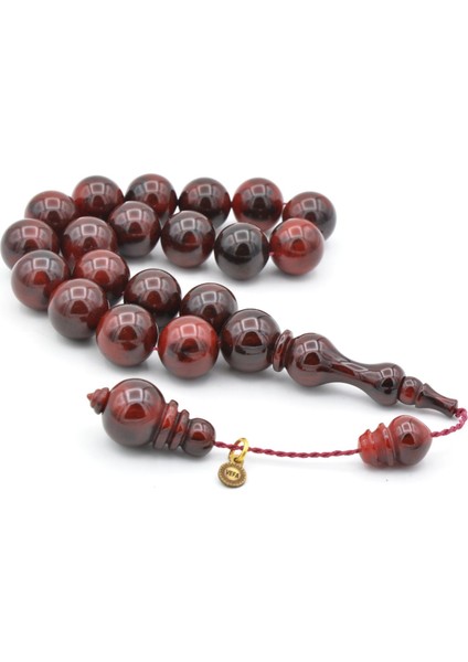 Vefa Usta Imzalı Küre Kesim Bordo Sıkma Kehribar Efe Maskot Tesbih