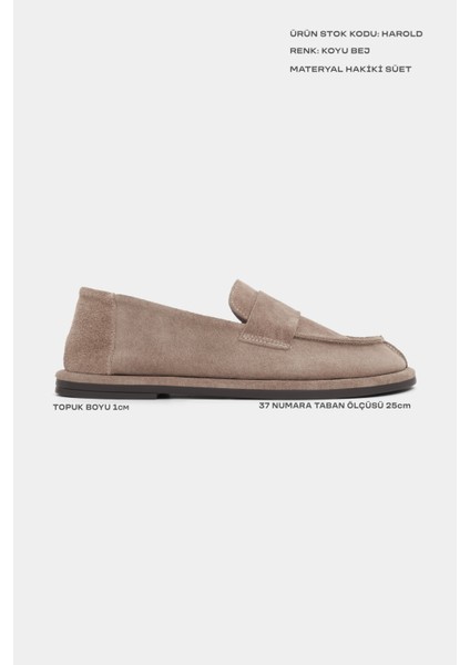 Harold Koyu Bej Hakiki Süet Deri Düz Taban Kadın Ayakkabı modelleri