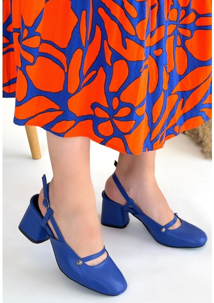 Jecci Mavi Cilt Topuklu Ayakkabı - Lisinya modelleri