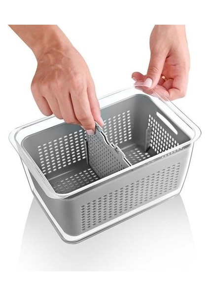 Lossa Süzgeçli ve Bölmeli Organizer Meyve Sebze Saklama Kabı 5 Lt ( Lisinya ) modelleri