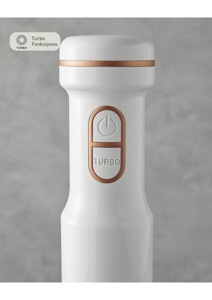 4 Bıçaklı Mini Blender Seti, Beyaz ve Bakır Renk, Hafif ve Pratik Kullanım