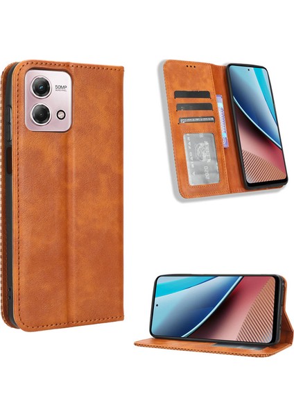 Motorola Moto G Play 2025/G Power 2025 Deri Telefon Kılıfı, Manyetik Cüzdan Telefon Kılıfı Kapağı Motorola Moto G Play 2025/G Power 2025 (Yurt Dışından)