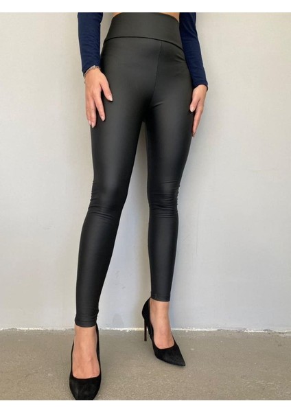 Kadın Şardonlu Deri Tayt