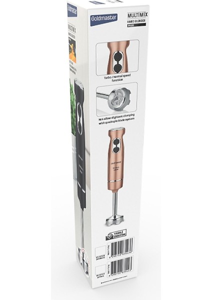 Güçlü 1000W Paslanmaz Çelik El Blender, Turbo Hız Ayarlı, 4 Bıçaklı