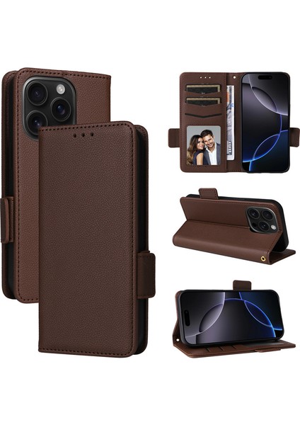 iphone 17 Pro Max Deri Telefon Kılıfı, Kartlıklı Cüzdan Kılıfı, Deri Korumalı Telefon Kılıfı Kapağı iphone 17 Pro Max (Yurt Dışından)