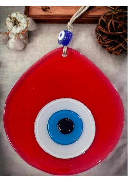 Orta Boy Şeffaf Kırmızı Damla Desen Nazar Boncuklu Duvar Dekoru Cam Duvar Süsü fırsatları