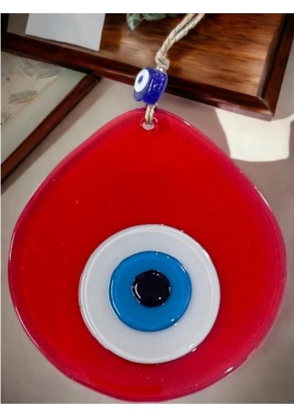 Orta Boy Şeffaf Kırmızı Damla Desen Nazar Boncuklu Duvar Dekoru Cam Duvar Süsü indirimleri