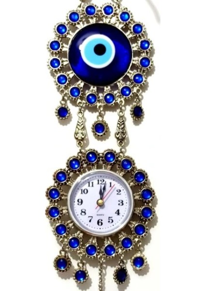 Nikel Zamak Kaplamalı Nazar Boncuklu Gümüş Rengi Mini Duvar Saati fiyatları