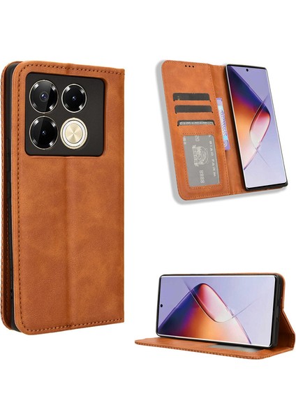 Infinix Note 40 Pro 4g Deri Telefon Kılıfı, Manyetik Cüzdan Telefon Kılıfı Kapağı Infinix Note 40 Pro 4g (Yurt Dışından)