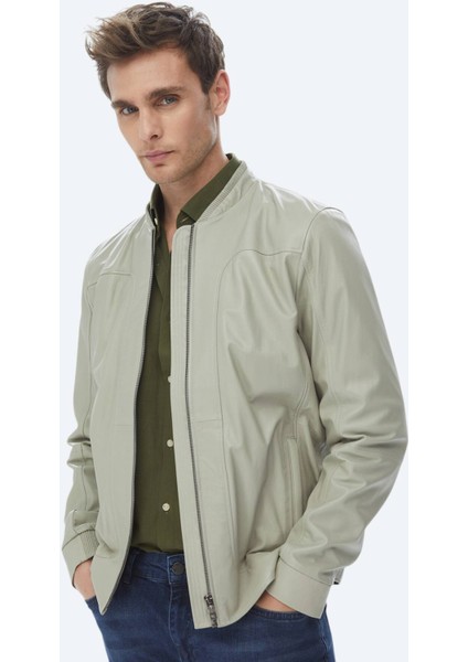 Taş Regular Fit Smart Casual Koyun Derisi Deri Mont