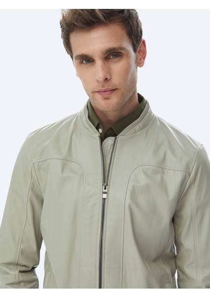 Taş Regular Fit Smart Casual Koyun Derisi Deri Mont