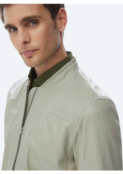 Taş Regular Fit Smart Casual Koyun Derisi Deri Mont
