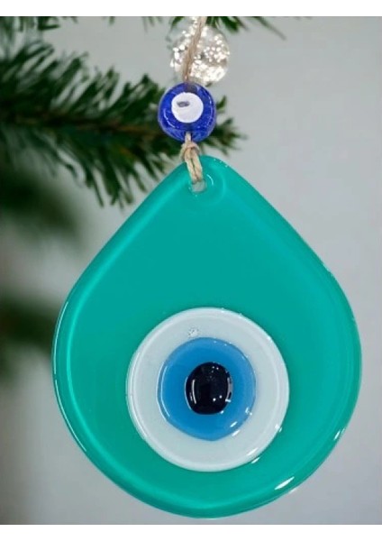 Orta Boy Açık Yeşil Damla Desen Nazar Boncuklu Duvar Dekoru Cam Duvar Süsü fiyatları