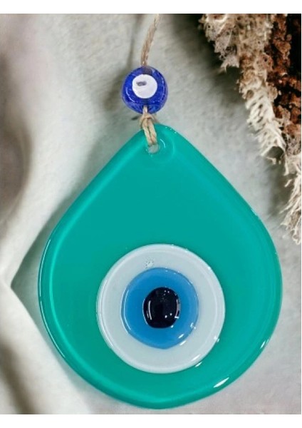 Orta Boy Açık Yeşil Damla Desen Nazar Boncuklu Duvar Dekoru Cam Duvar Süsü modelleri