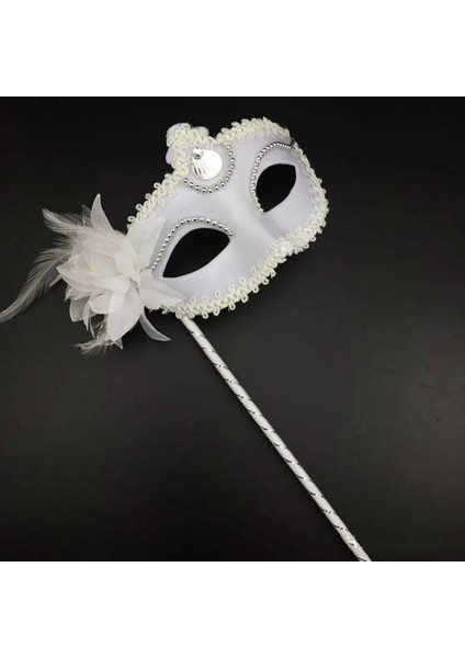 Beyaz Işıltılı Tutmalı Fotoğraf Çekimi Maskesi 18X29 cm - Lisinya fiyatları