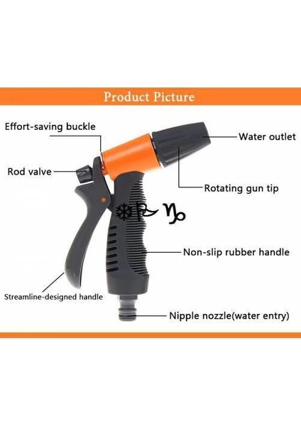 Yüksek Basınçlı Su Püskürtme Tabancası Sulama Bahçe Hortumu Tazyikli Püskürtme Fıskiye ( Lisinya ) modelleri