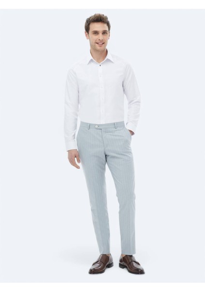 Beyaz Regular Fit Dokuma Klasik Pamuk Karışımlı Gömlek