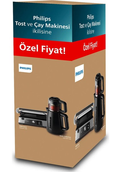 Güçlü ve Şık 2200W Tost Makinesi ile Çay Makinesi Hediye Seti, Gri Renkli indirimleri