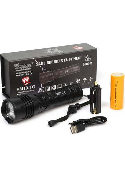 3000 Lümen Güçlü El Feneri WT-600 - Lisinya