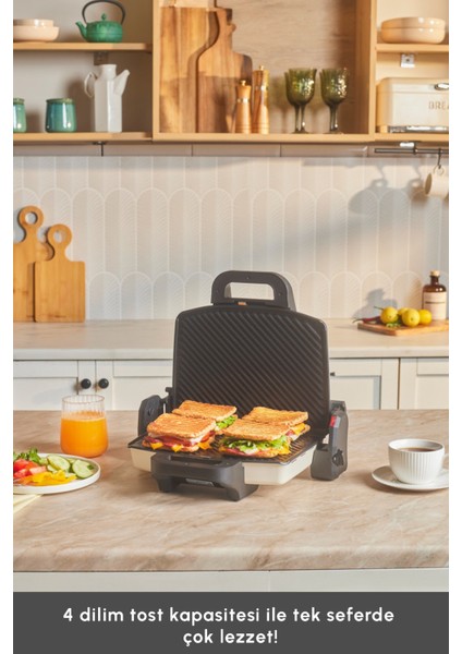 1800W 4 Dilim Izgara ve Tost Makinesi, Bej Renk modelleri