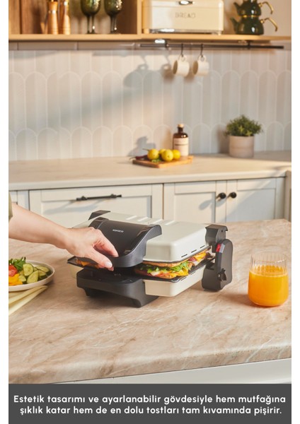 1800W 4 Dilim Izgara ve Tost Makinesi, Bej Renk indirimleri