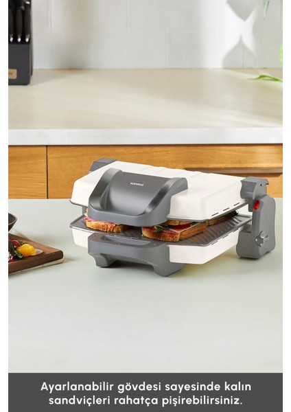 1800W 4 Dilim Izgara ve Tost Makinesi, Bej Renk