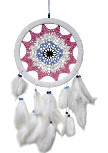 Pembe Nazar Motifli Kuş Tüylü Duvar Süsü fiyatları