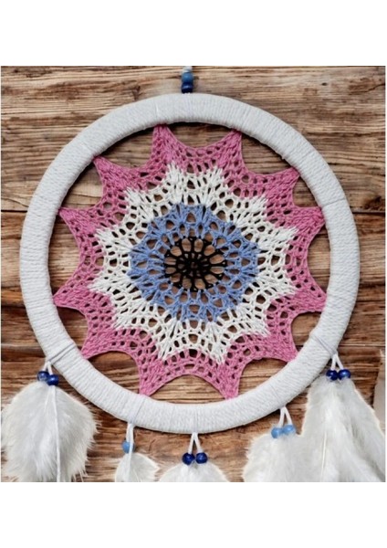 Pembe Nazar Motifli Kuş Tüylü Duvar Süsü fırsatları