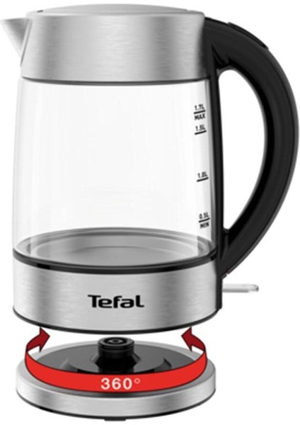 Işıklı Cam Kettle 2200W, 1,7l, Gri Renkli, Şık ve Fonksiyonel Tasarım