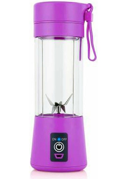 Mor Pembe Şarjlı Mobil Blender, Smoothie ve Mikshake Için Harika Karıştırıcı