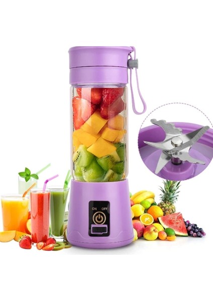 Mor Pembe Şarjlı Mobil Blender, Smoothie ve Mikshake Için Harika Karıştırıcı modelleri