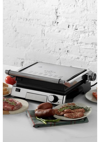 Paslanmaz Çelik Izgara ve Tost Makinesi 2000W Gri