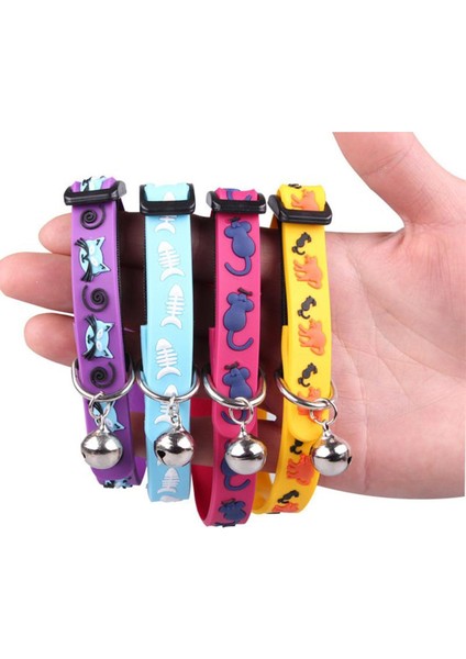 Çıngıraklı Zilli Sevimli Renkli Slikon Kedi Köpek Boyun Tasması (4989)