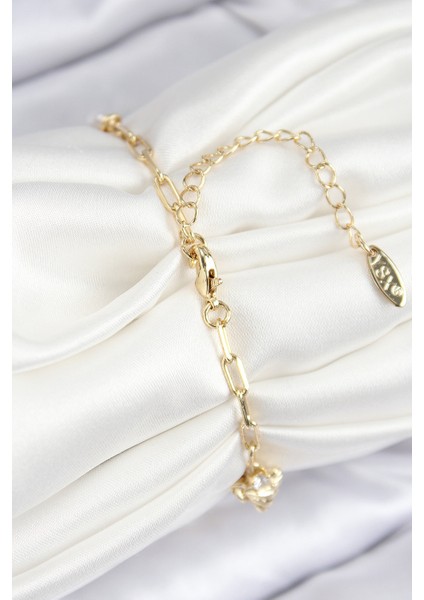 Pirinç Zirkon Taşlı Deniz Kabuğu Model Gold Renk Kadın Bileklik - Lisinya fiyatları