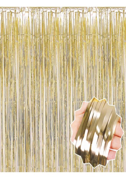 Mat Altın Püsküllü Kapı Perdesi - Parti, Bekarlığa Veda, Doğum Günü 1x2 M - Lisinya modelleri