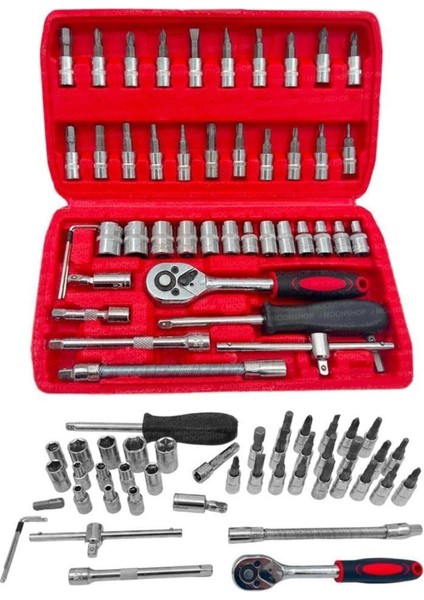 Cr-V Max 1/4 Cırcırlı 46 Parça Lokma Anahtar Takımı Bits Uç Seti Tam Set Germany ( Lisinya )