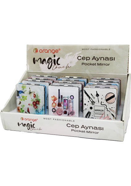 Sulu Simli Kapaklı Dikdörtgen Cep Makyaj Aynası (4989)