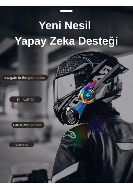 Y21 Rgb Işık Efektli Intercom Bluetooth Motosiklet Kask Kulaklığı Intercom Kulaklık - Lisinya fiyatları