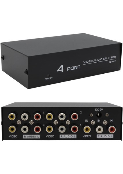 AV-104 4 Port Av Cvbs Rca Video Audio Splitter Çoğaltıcı Dağıtıcı