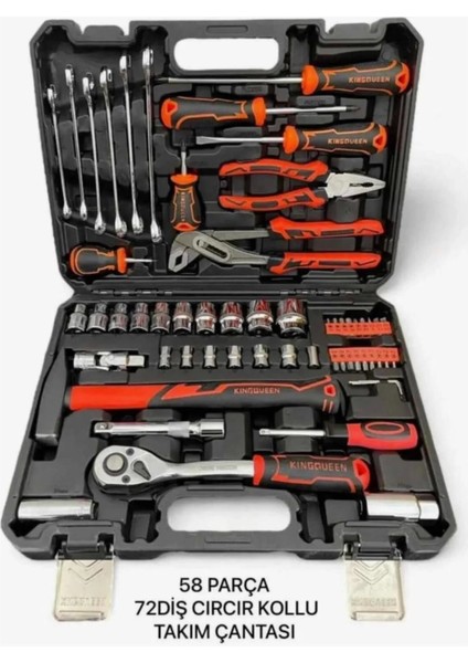 Model 58 Parça Lokma Anahtar Takımı 1-2 ve 1-2 El Aletleri Seti 58 Parça ( Lisinya )