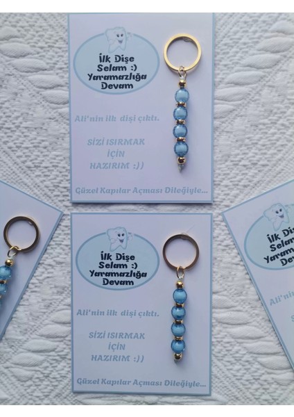 100 Adet Kişiye Özel Ilk Dişim Çıktı,diş Mevlidi, Diş Buğdayı Dağıtmalık Mavi Anahtarlık Hediyelik modelleri