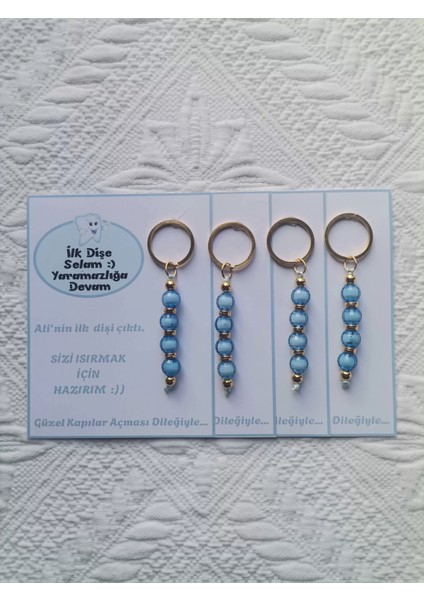 100 Adet Kişiye Özel Ilk Dişim Çıktı,diş Mevlidi, Diş Buğdayı Dağıtmalık Mavi Anahtarlık Hediyelik fırsatları