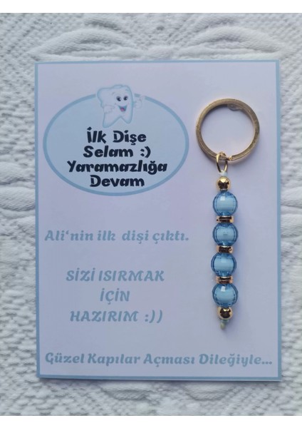 24 Adet Kişiye Özel Ilk Dişim Çıktı,diş Mevlidi, Diş Buğdayı Dağıtmalık Mavi Anahtarlık Hediyelik fiyatları