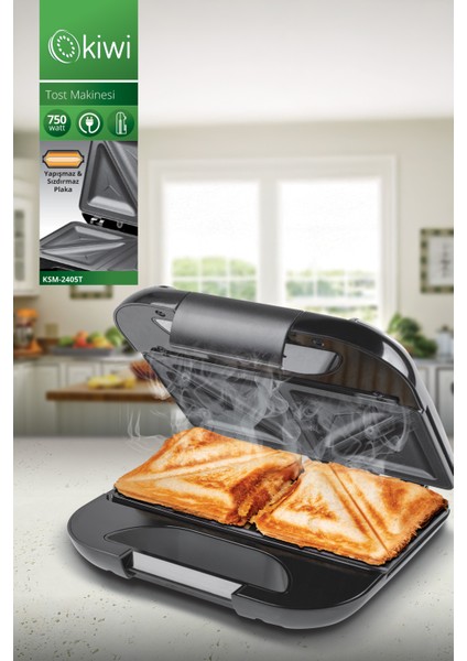 Yapışmaz Plakalı Tost Makinesi, Siyah, Pratik ve Şık Tasarım
