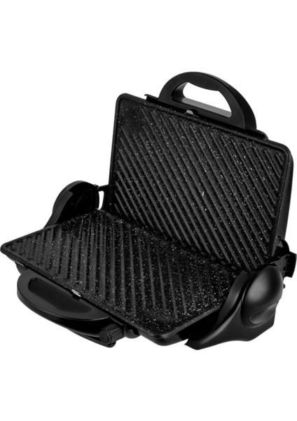 Çift Taraflı 180° Açılabilen 1800W Tost ve Izgara Makinesi, Şık Siyah Renk