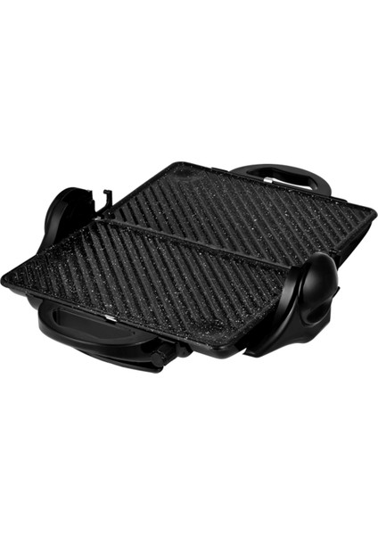 Çift Taraflı 180° Açılabilen 1800W Tost ve Izgara Makinesi, Şık Siyah Renk