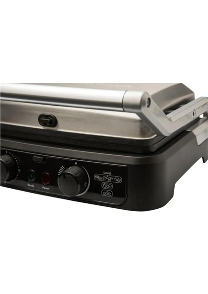 Güçlü Döküm Izgara ve Tost Makinesi, Paslanmaz Gövde, 2000W, Gri