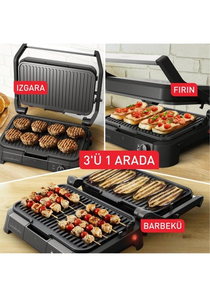 Çok Fonksiyonlu 8 Porsiyon Kapasiteli 2200W Izgara ve Tost Makinesi fırsatları