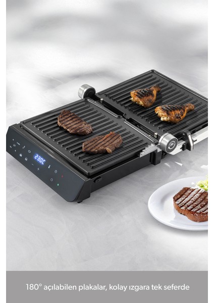 Cam Yüzeyli, 5 Programlı, Döküm Plakalı, Ledli Konuşan Tost ve Izgara Makinesi fırsatları