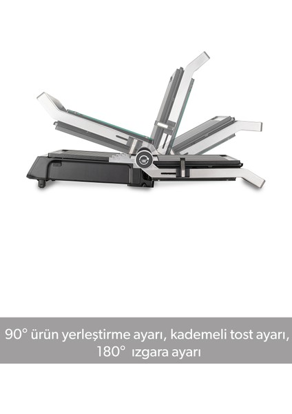 Cam Yüzeyli, 5 Programlı, Döküm Plakalı, Ledli Konuşan Tost ve Izgara Makinesi